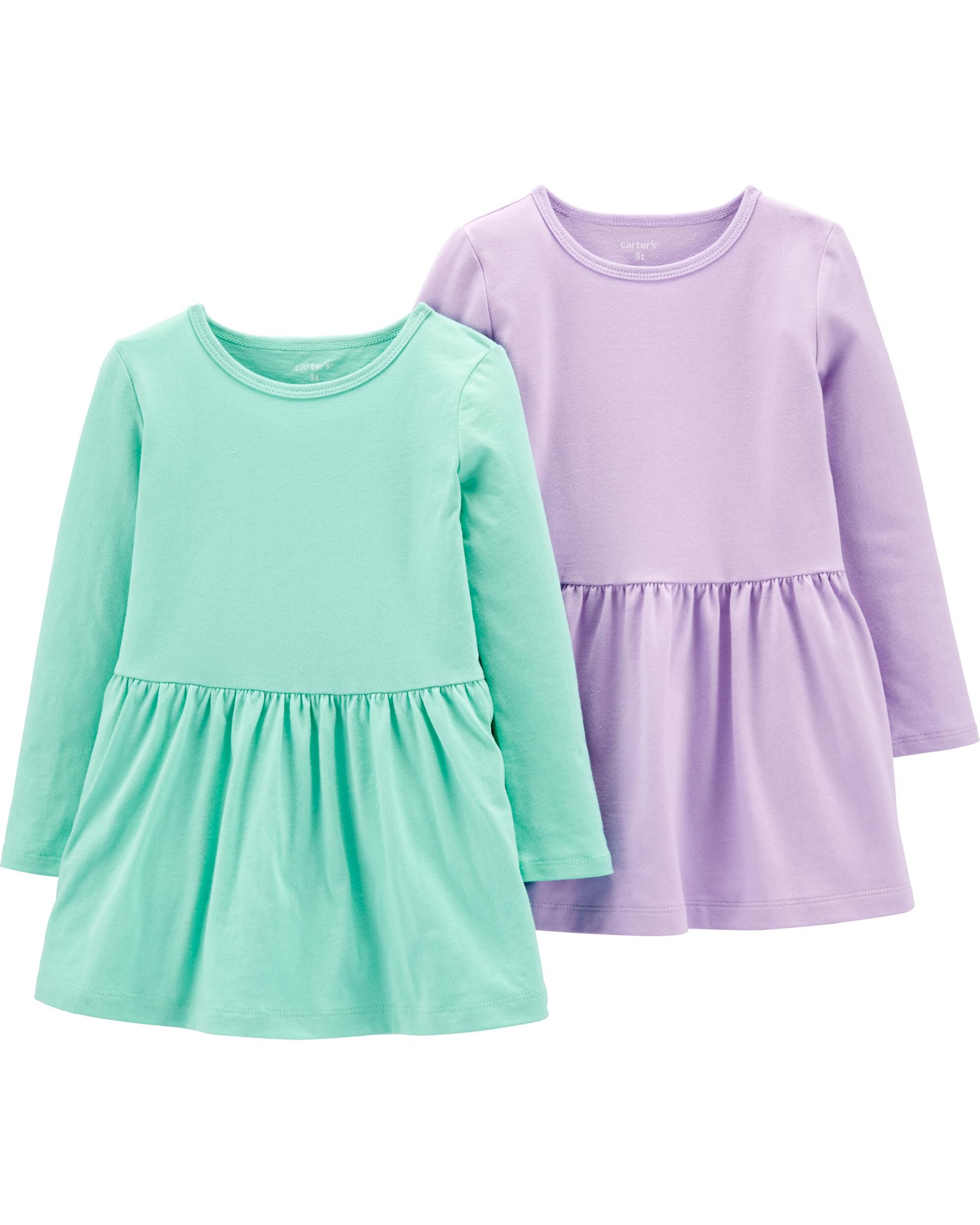 Mint/Purple 2-Pack Jersey Dress Set 