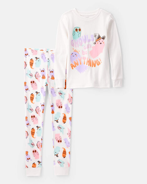  Product image 1 of Girls 2-Piece "Ghouls Can Be Anything" Halloween 100% Snug Fit Cotton Pajamas - Ivory
