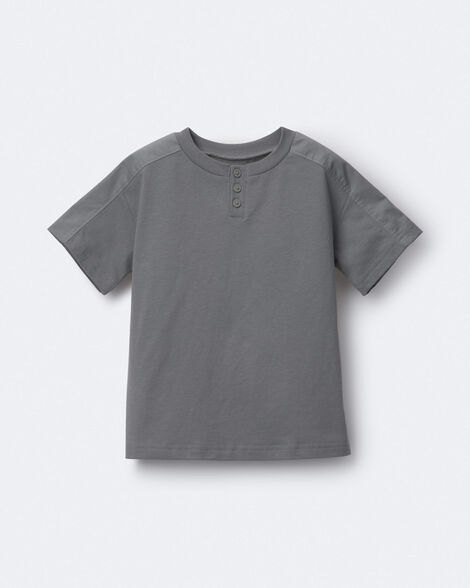 Toddler Boy Henley Tee - Dark Grey