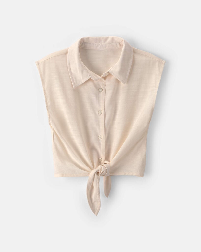 OshKosh B'gosh Girls Cropped Tie-Front Top 10 Cream