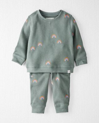 Product image 1 of Baby Organic Cotton Waffle Knit Set in Magical Rainbow Print
