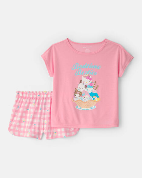 girls 2-piece hello kitty® short-sleeve pajama set - pink