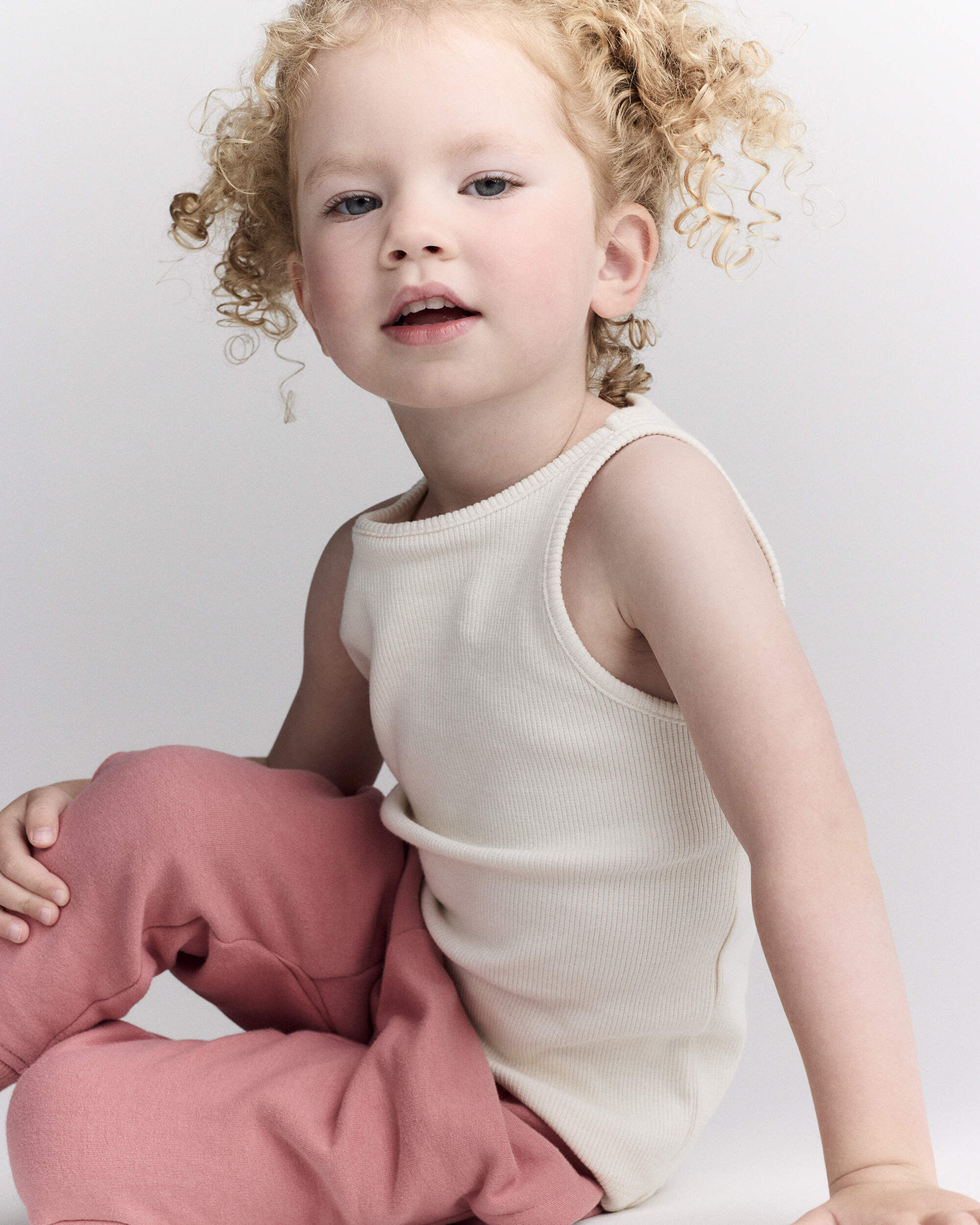 Toddler Girl Ribbed Tank Top - Cream