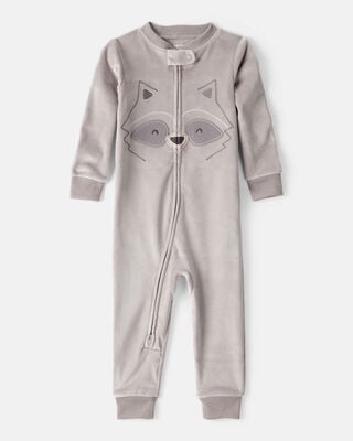Toddler Boy Firetruck Print Loose Fit Long-Sleeve 2-Way Zip Pajamas - Blue