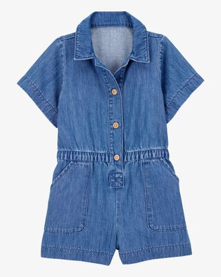 Product image 1 of Toddler Iconic Denim Button-Down Romper - Blue