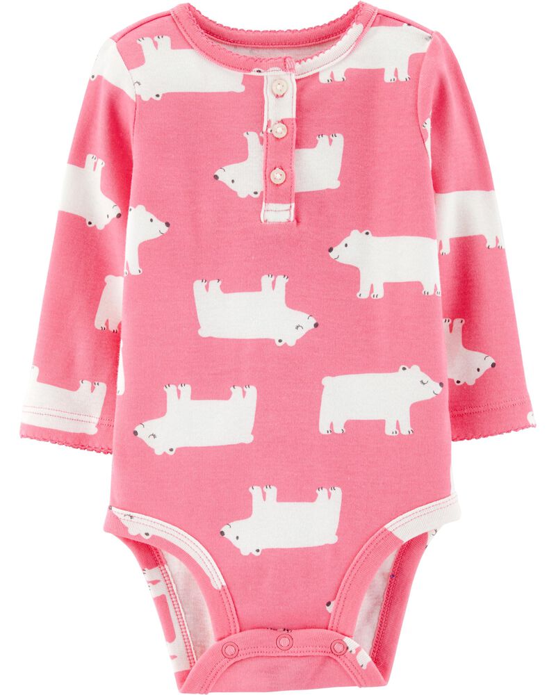 Carters Girls L//S Gown Large Polar Bear
