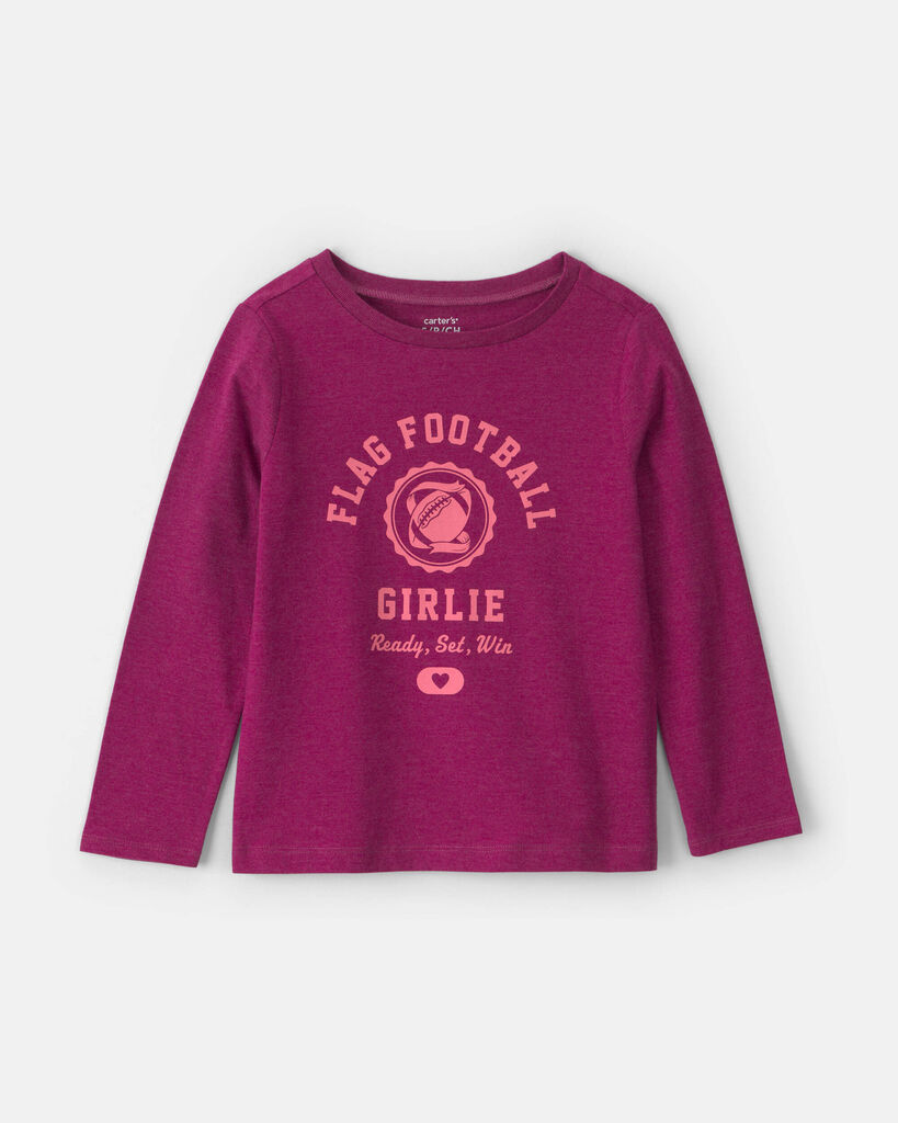 Carter's girls 'flag football girlie' long-sleeve graphic tee L Red