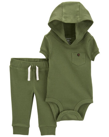 Baby 2-Piece Hooded Thermal Bodysuit Pant Set