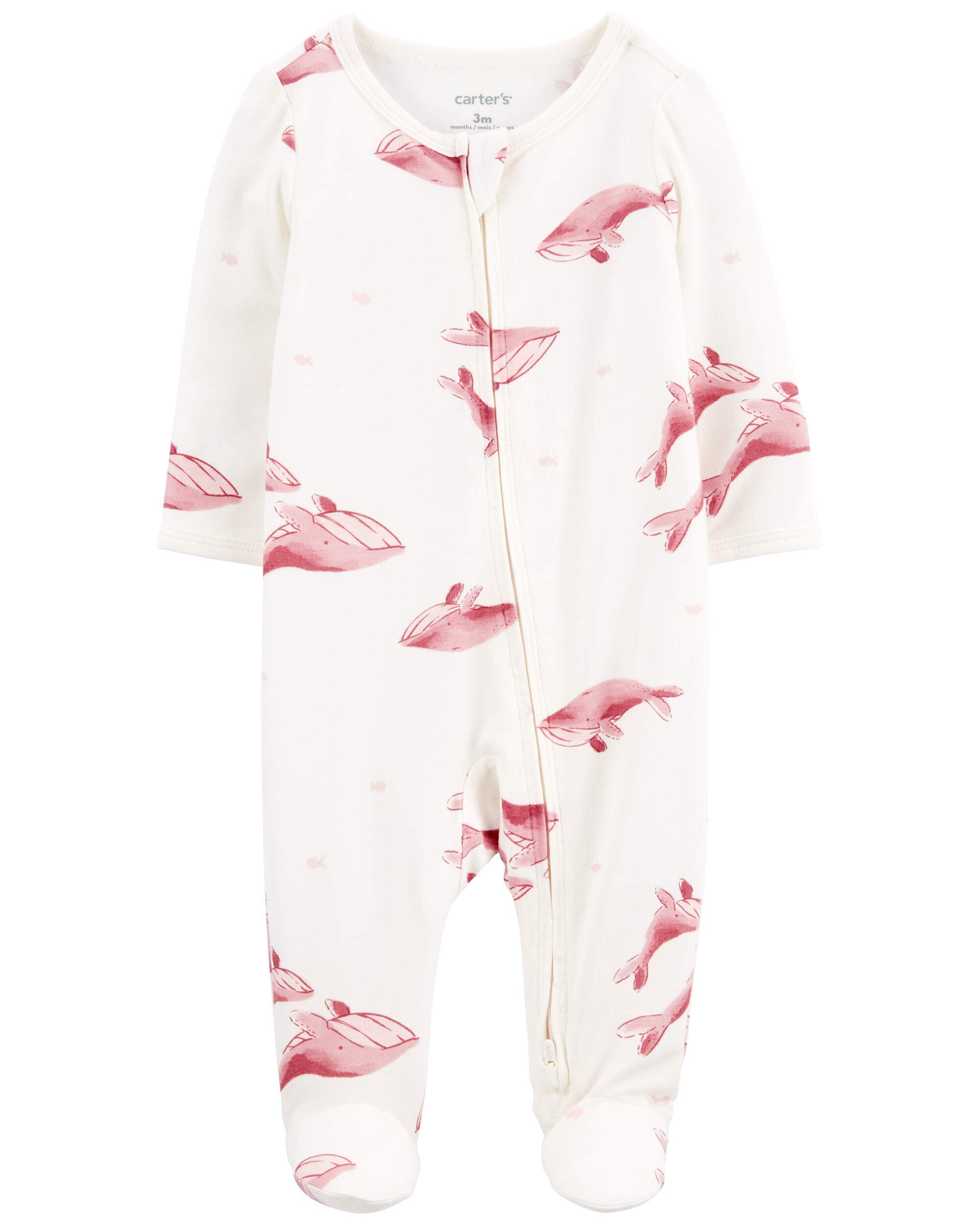Baby Whale Print Zip Up PurelySoft Sleep Play Pajamas