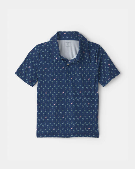 Boys Flamingo Active Polo Shirt - Blue