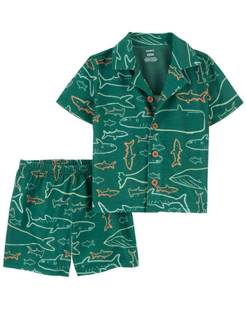Toddler 2-Pack Shark Coat-Style Loose Fit Pajama Set