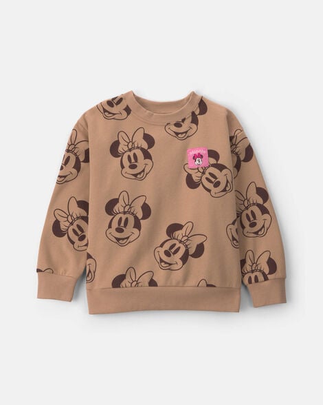 girls disney© minnie mouse fleece pullover sweatshirt - brown