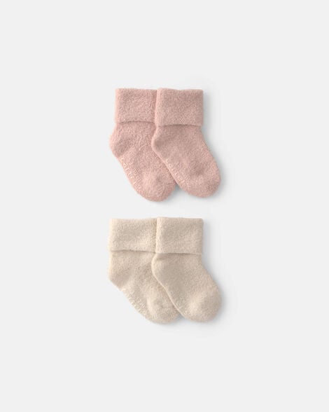 baby girl 4-pack baby booties - pink/ivory