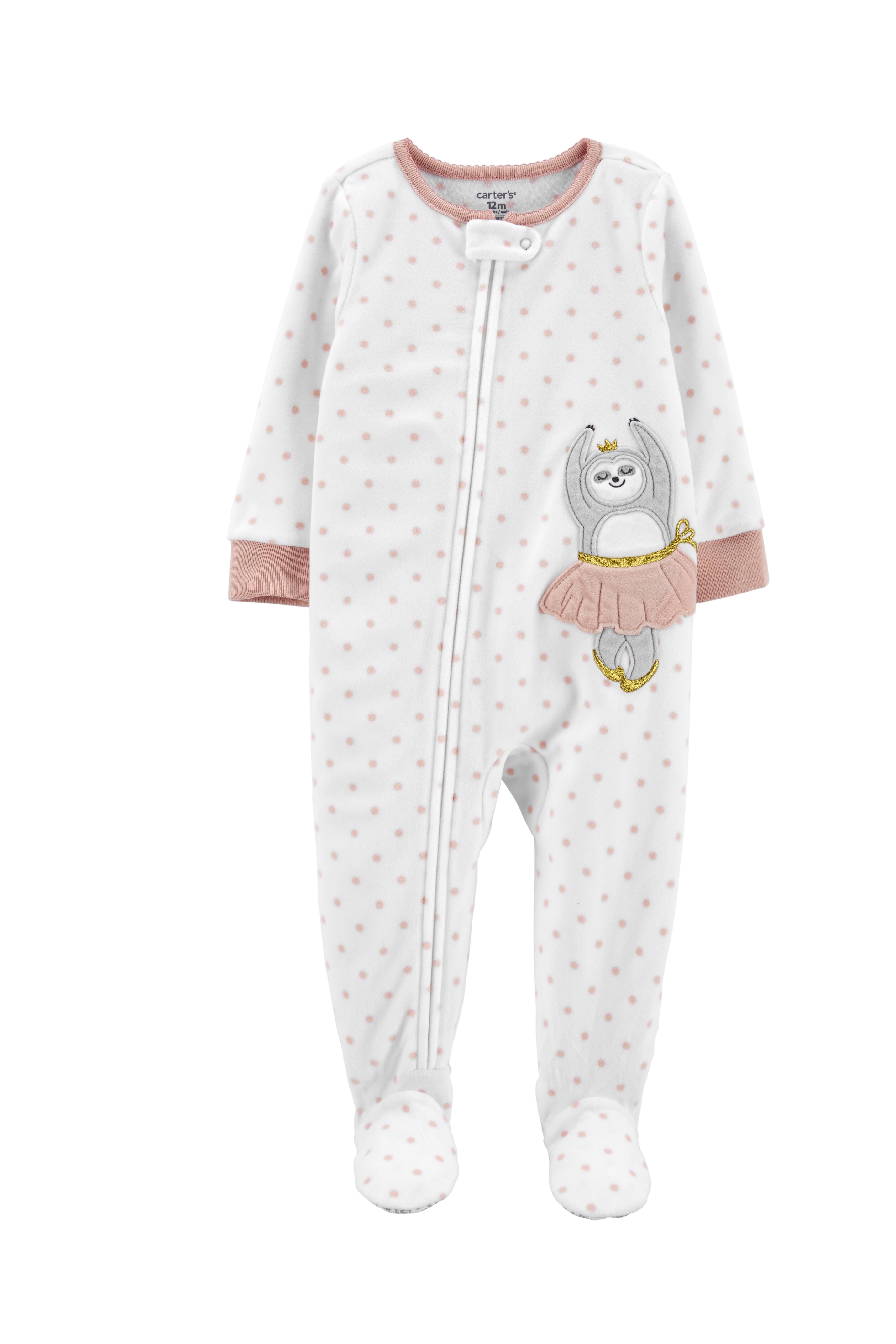 Carters Baby and Toddler Fleece Footed Pajamas Pink /& Blue Heart Pattern
