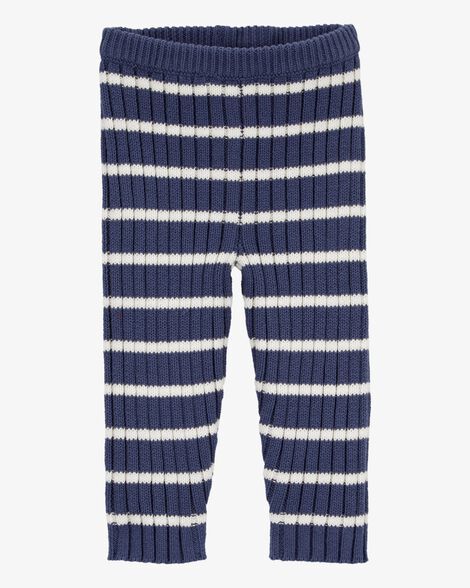 BLUE RIBBED KNIT SHORT LEGGING, BABY