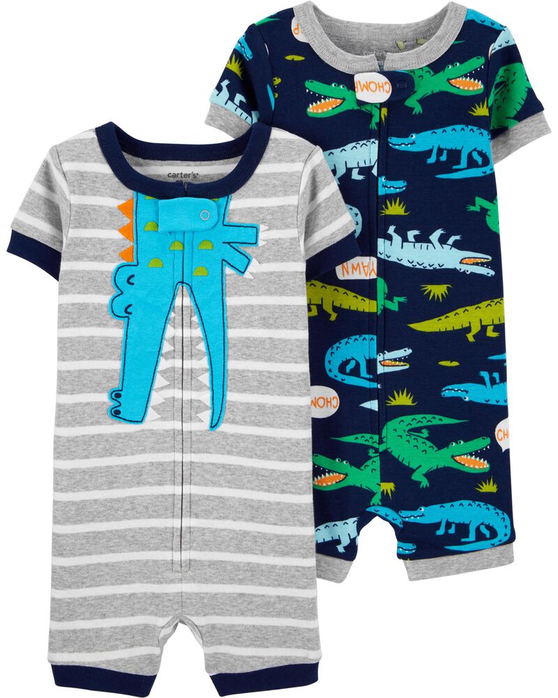 2 Pack Alligator Snug Fit Cotton Romper Pjs Carters Com