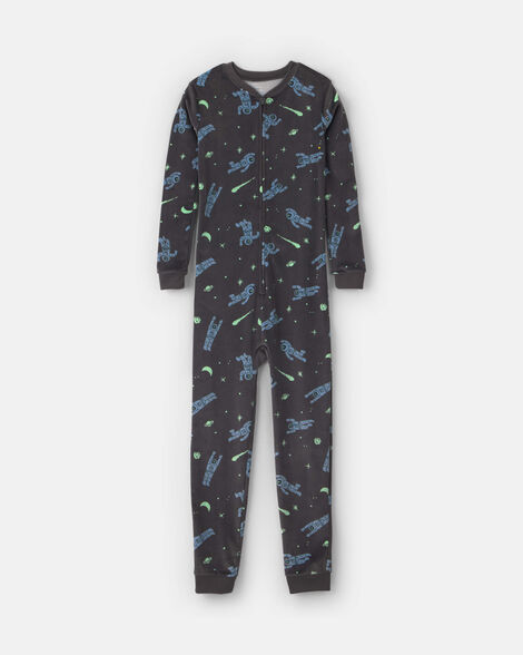 boys 1-piece star space dreamplush snug fit pajama - black