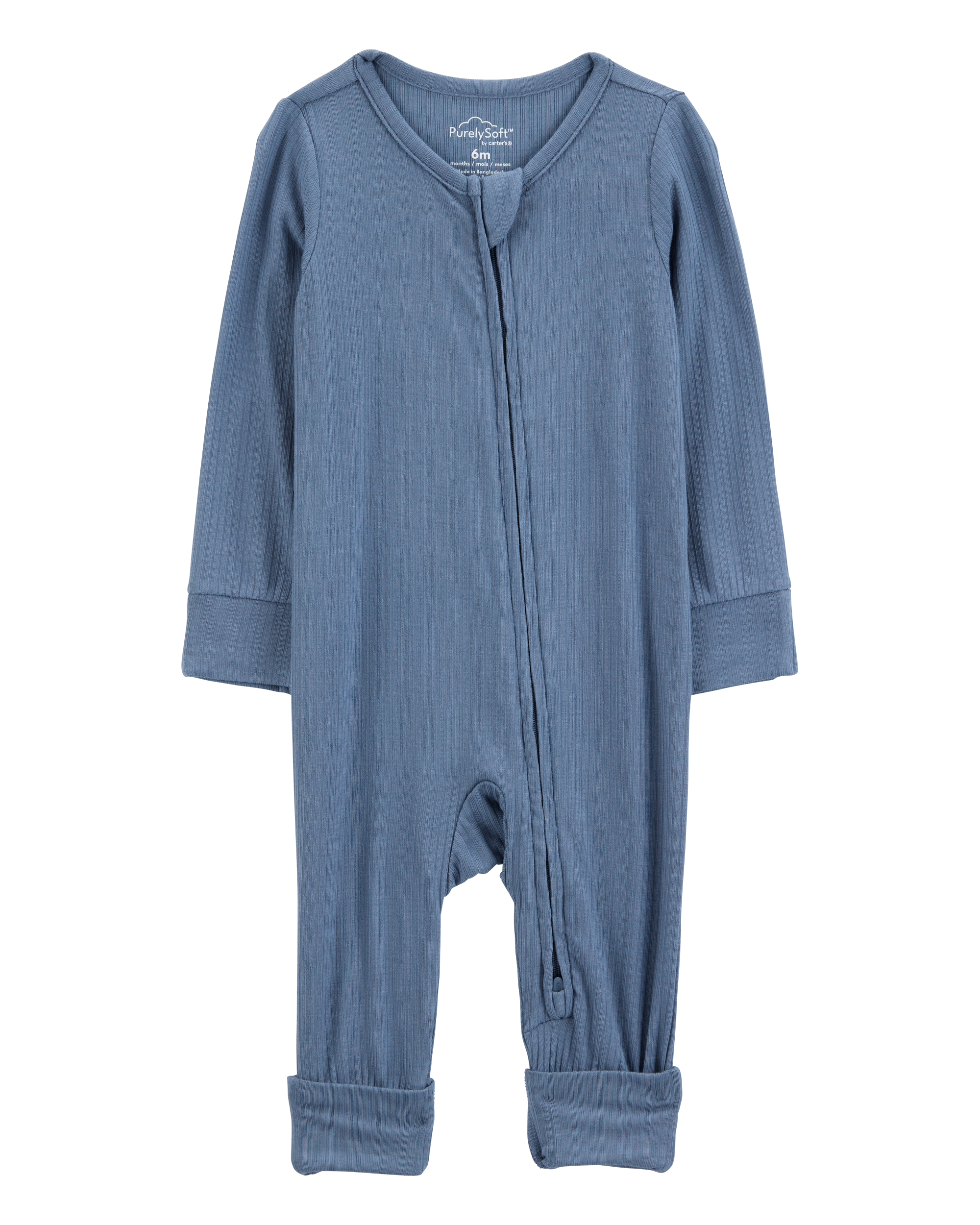 Baby Boy Solid 2-Way Zip PurelySoft Convertible Foot Sleep & Play Pajamas - Navy