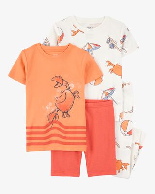 Product image 1 of Toddler 4-Piece Beach Crab 100% Snug Fit Cotton Pajamas - Orange