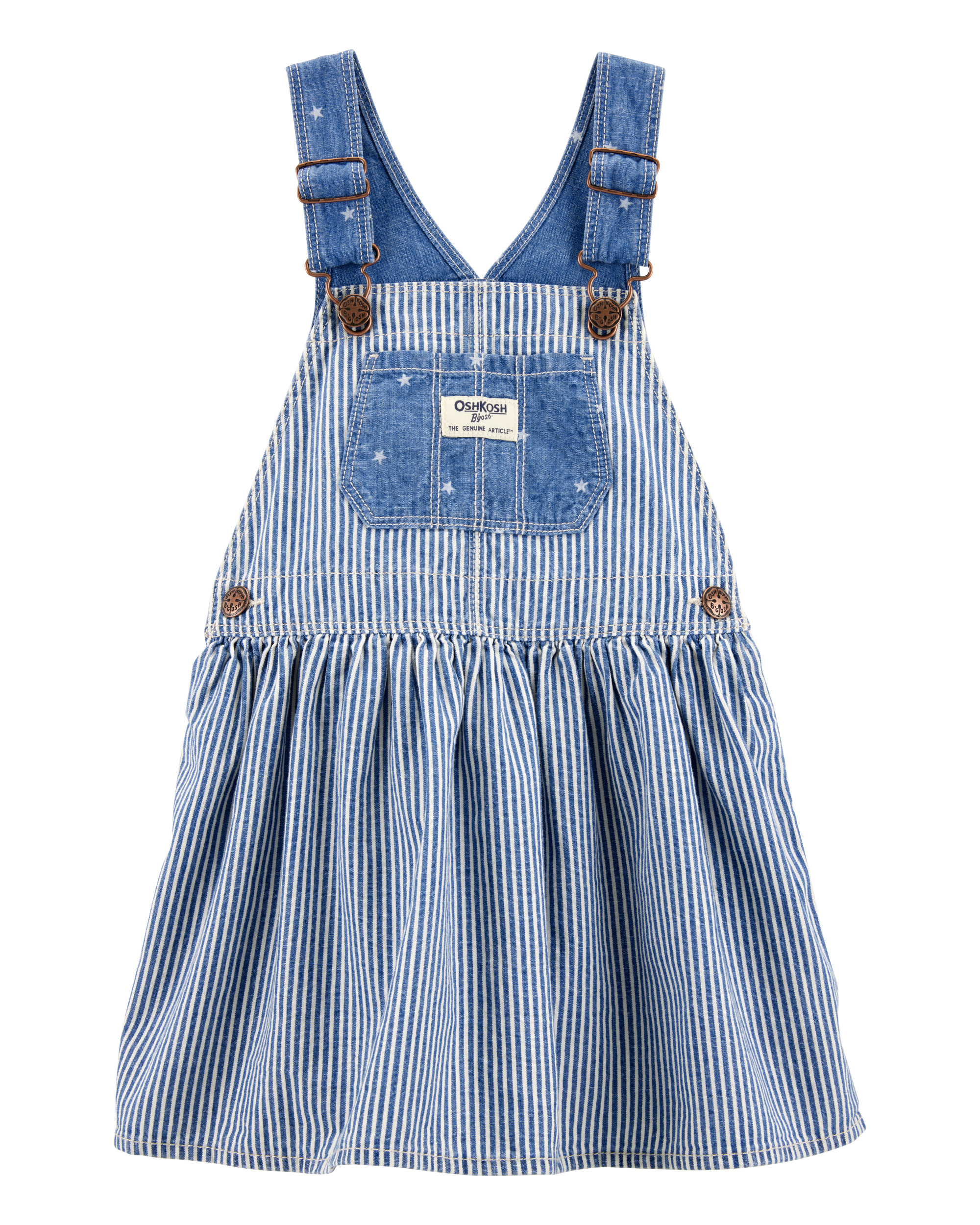 Toddler Chambray Striped Jumper Dress - Blue