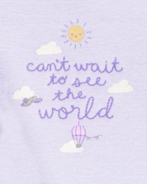 Product image 3 of Baby Girl 3-Piece Hot Air Balloon Print Little Cardigan Set - White/Purple