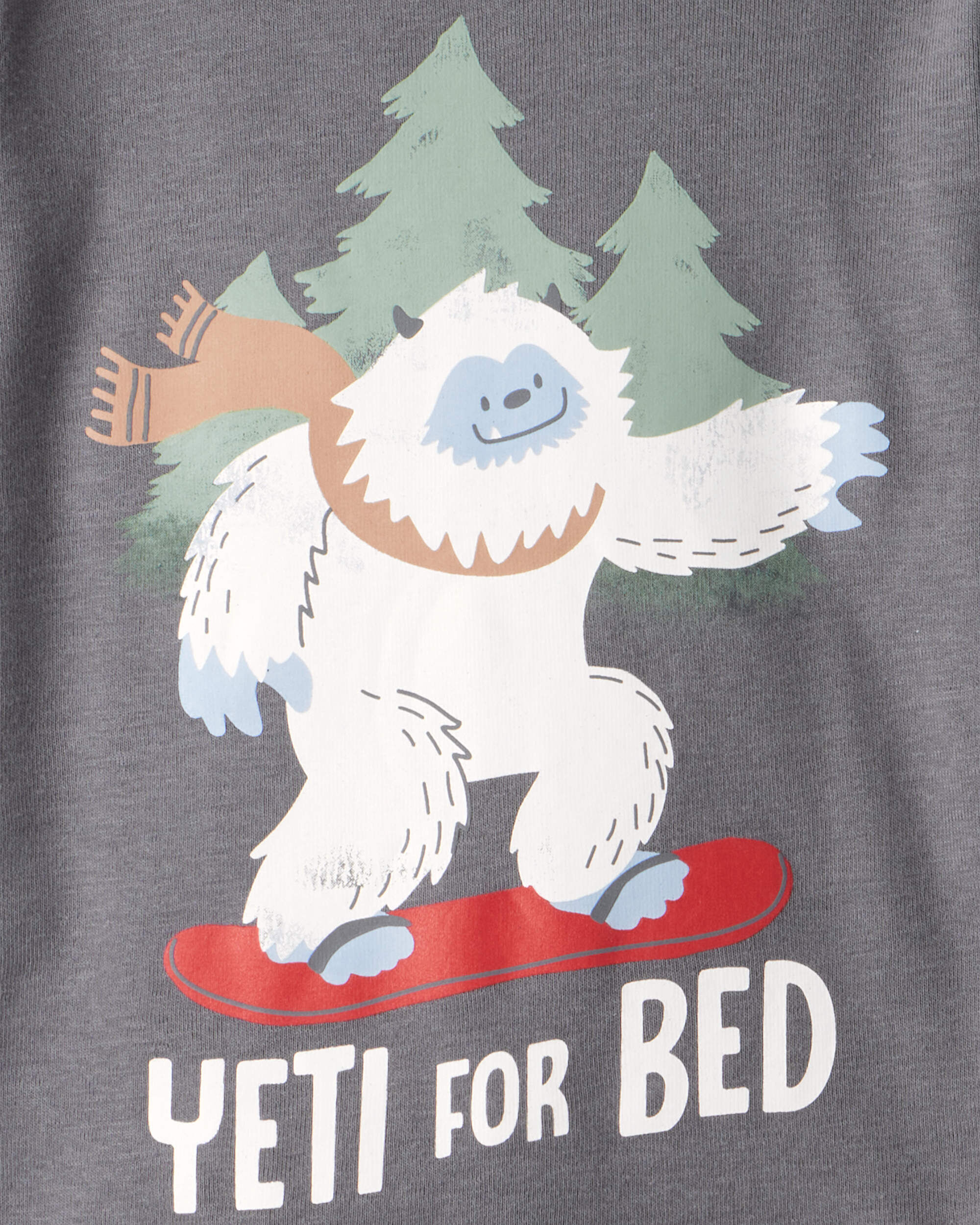 Toddler Boy Yeti Print 100% Cotton Long-Sleeve Snug Fit 4-Piece Pajamas - Grey/Green