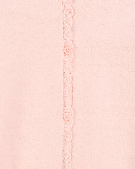  Product image 2 of Kid Scalloped Trim Cardigan Sweater - Pink