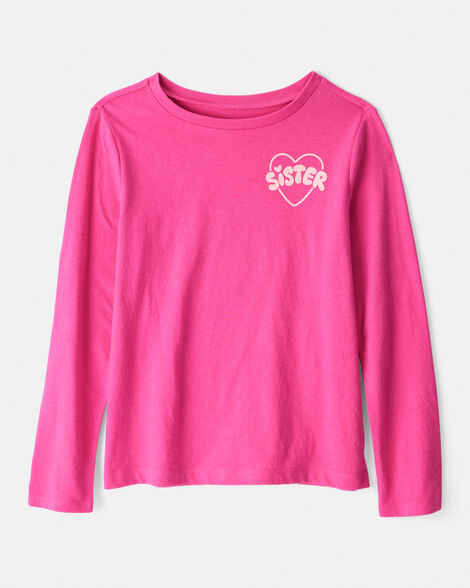girls sisterhood long-sleeve graphic tee - pink