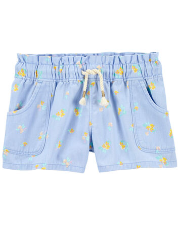 Toddler Floral Print Paperbag Twill Shorts
