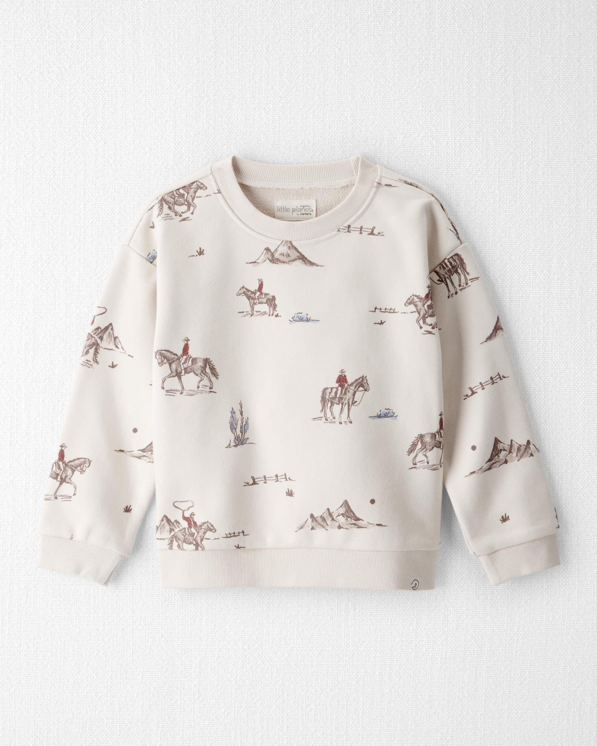 Toddler Girl French Terry Sweatshirt Made with Organic Cotton Western Rodeo Print