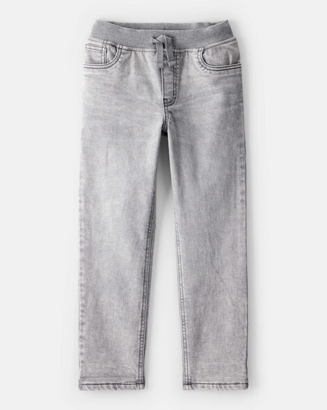 Boys Denim Pull-On Straight Jeans - Grey Wash