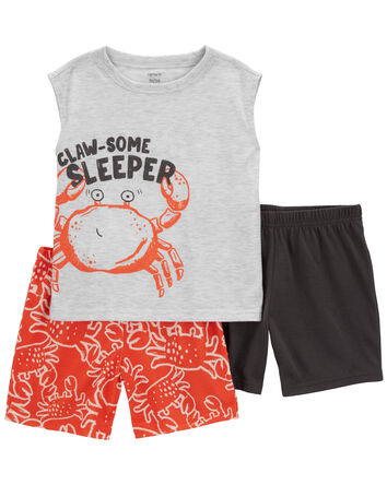 Toddler 3-Piece Crab Loose Fit Pajama Set