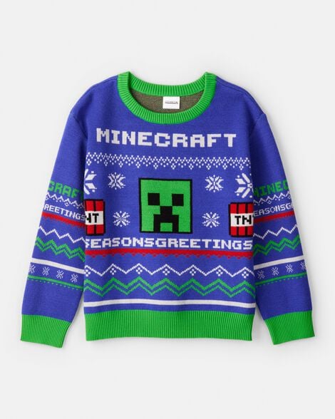 boys minecraft® long-sleeve sweater - blue/green