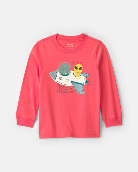 toddler boy space dino long-sleeve graphic tee - orange