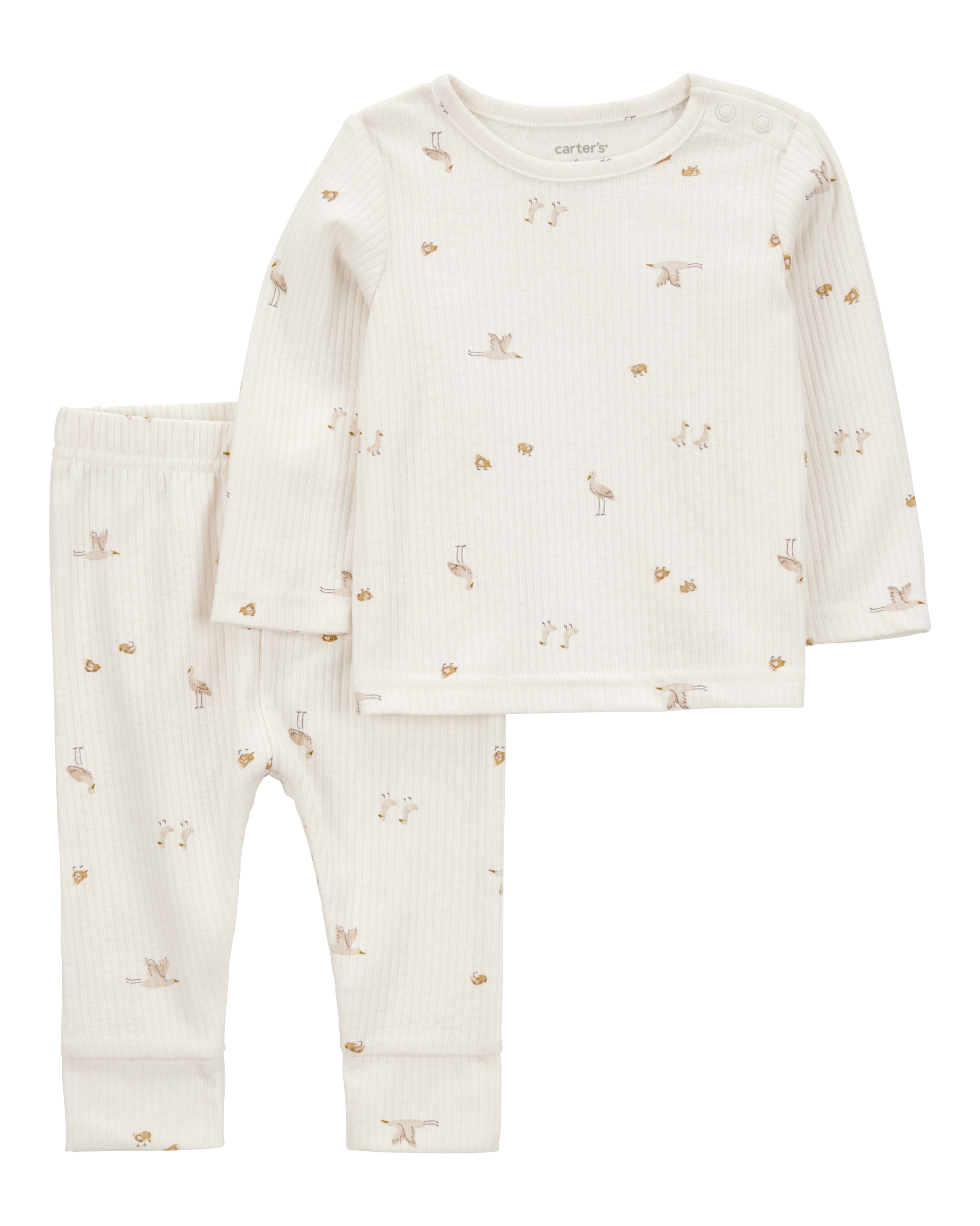 Baby 2-Piece Bird Print Long-Sleeve Tee & Pant Set