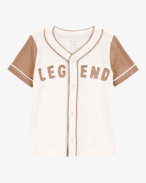 Product image 1 of Baby Legend Baseball Vintage Button-Down Tee - Ivory/Green