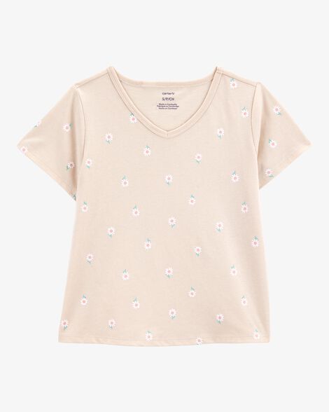  Product image 1 of Kid Floral Short-Sleeve Fashion Top - Tan