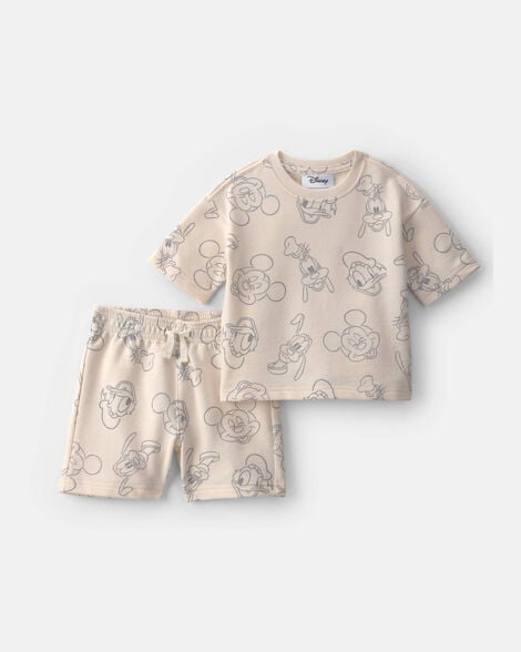 baby boy 2-piece disney© mickey mouse short-sleeve top & short set - cream