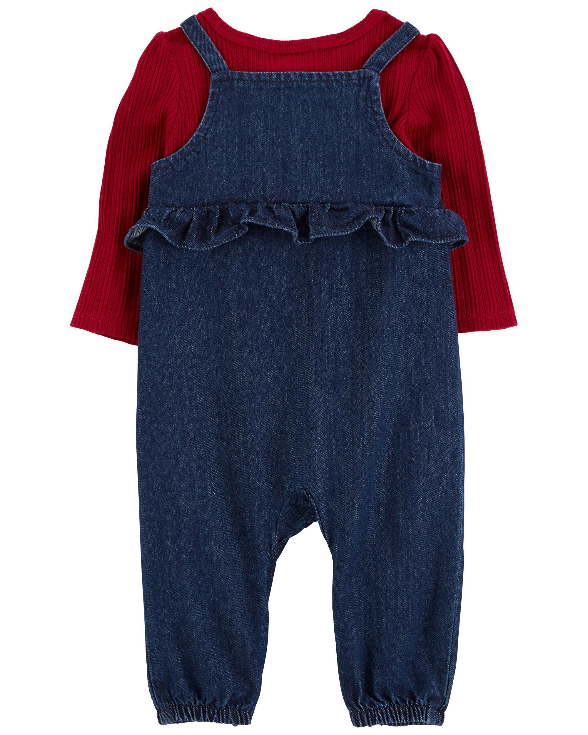 Baby 2 Piece Long Sleeve Tee Denim Jumpsuit Set Carter s Carter s