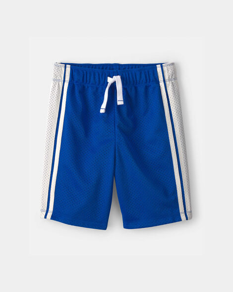 Boys Striped Mesh Active Shorts - Blue