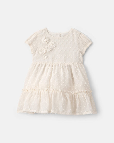 baby girl swiss dot occasion dress - cream
