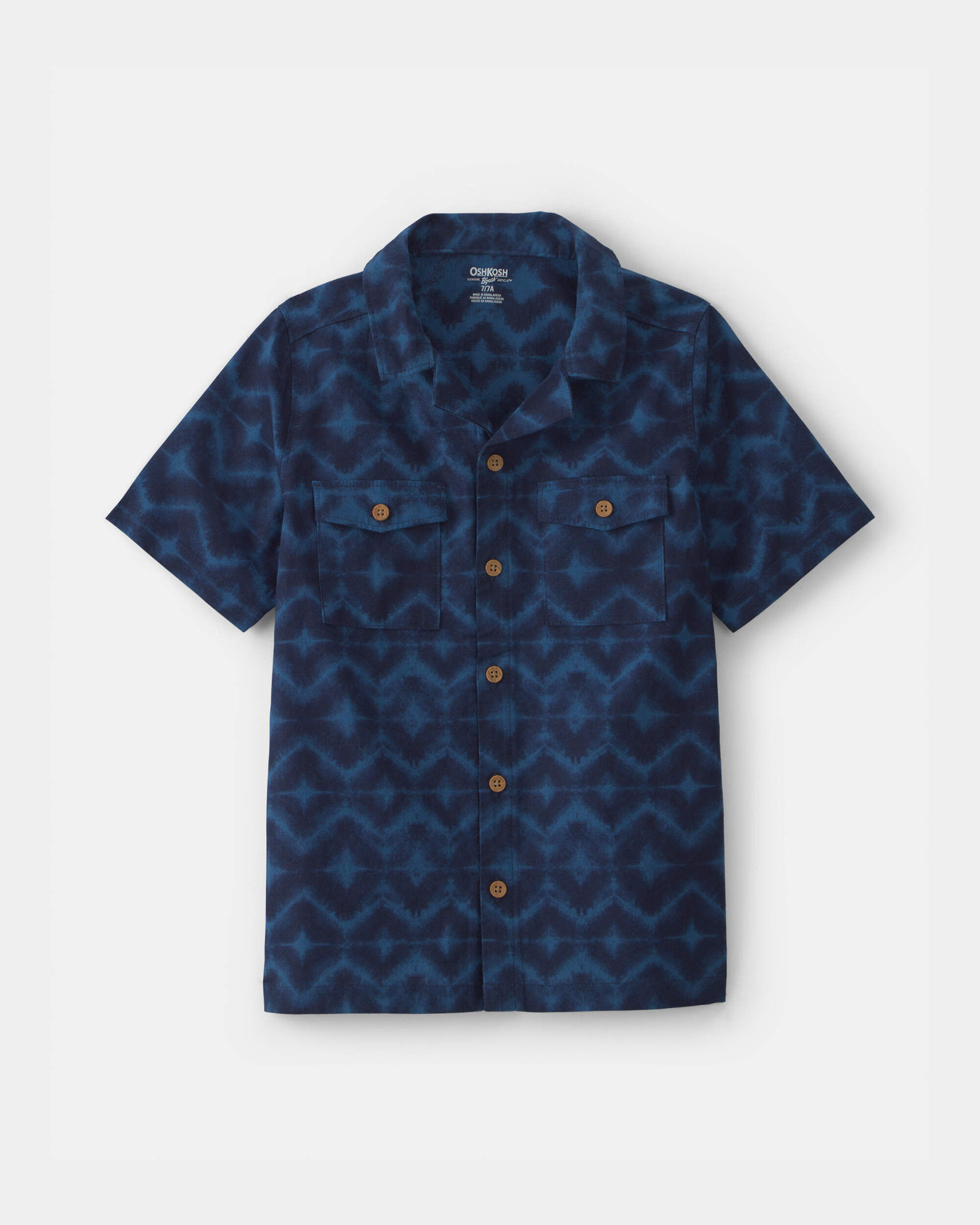OshKosh Bgosh Boys Geometric Short-Sleeve Button-Down Shirt 10 Blue 16$