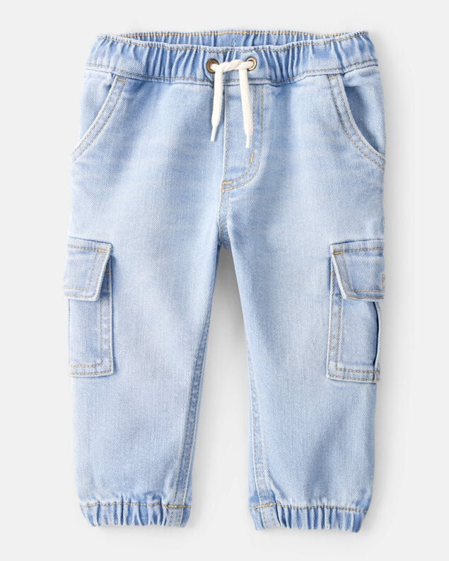Product image 1 of Baby Boy Mid-Rise Denim Cargo Joggers - Rain Wash