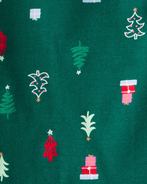 Product image 2 of Toddler Christmas Tree Print 100% Cotton Long-Sleeve Snug Fit 2-Piece Pajamas - Green