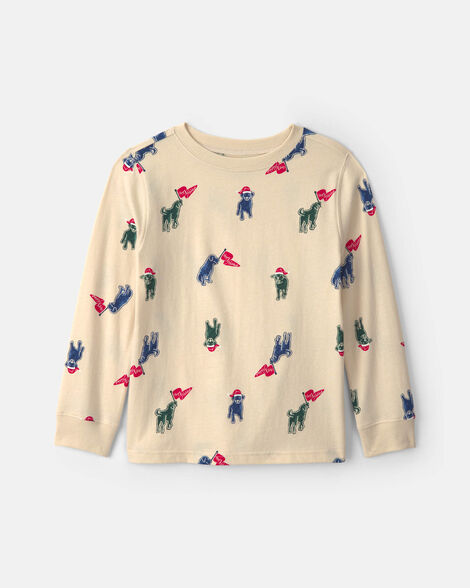 boys christmas dog long-sleeve tee - cream