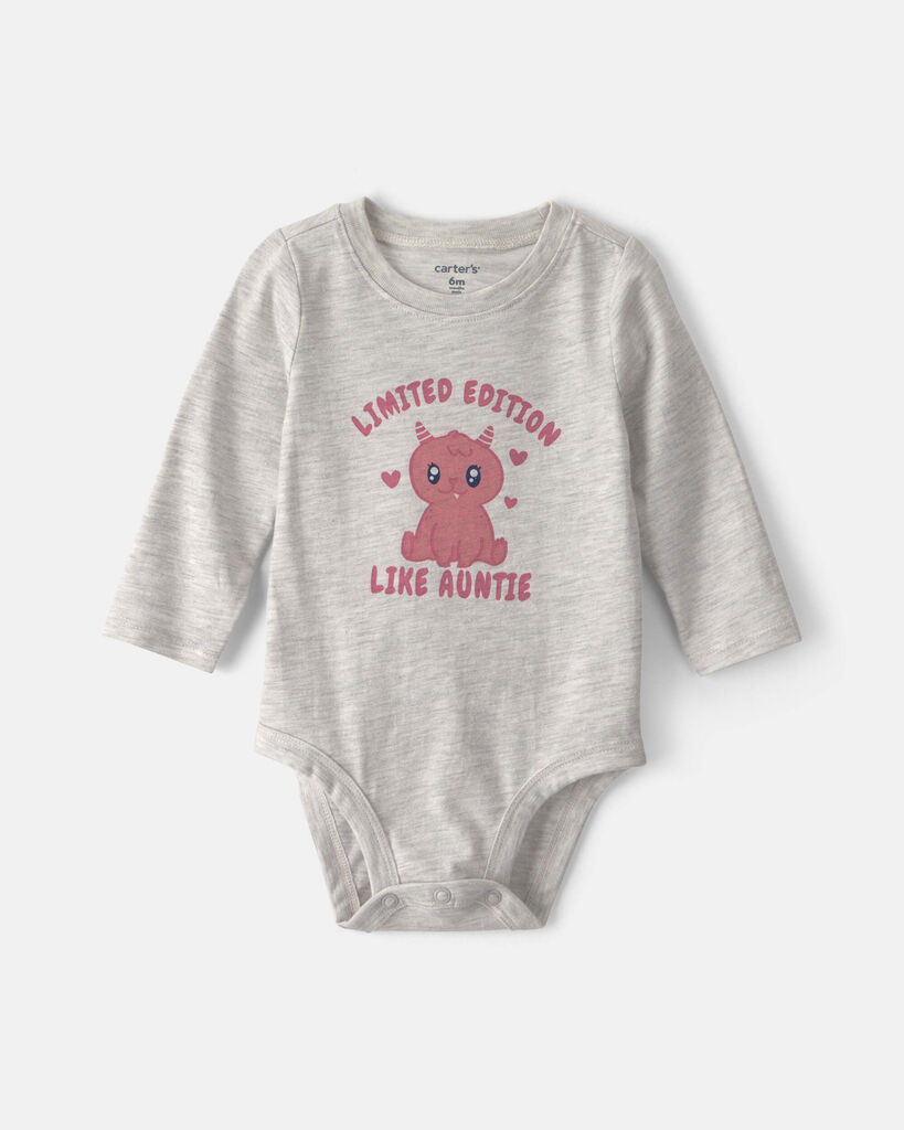 Carter's baby girl 'limited edition like auntie' long-sleeve graphic bodysuit 12M Heather Grey