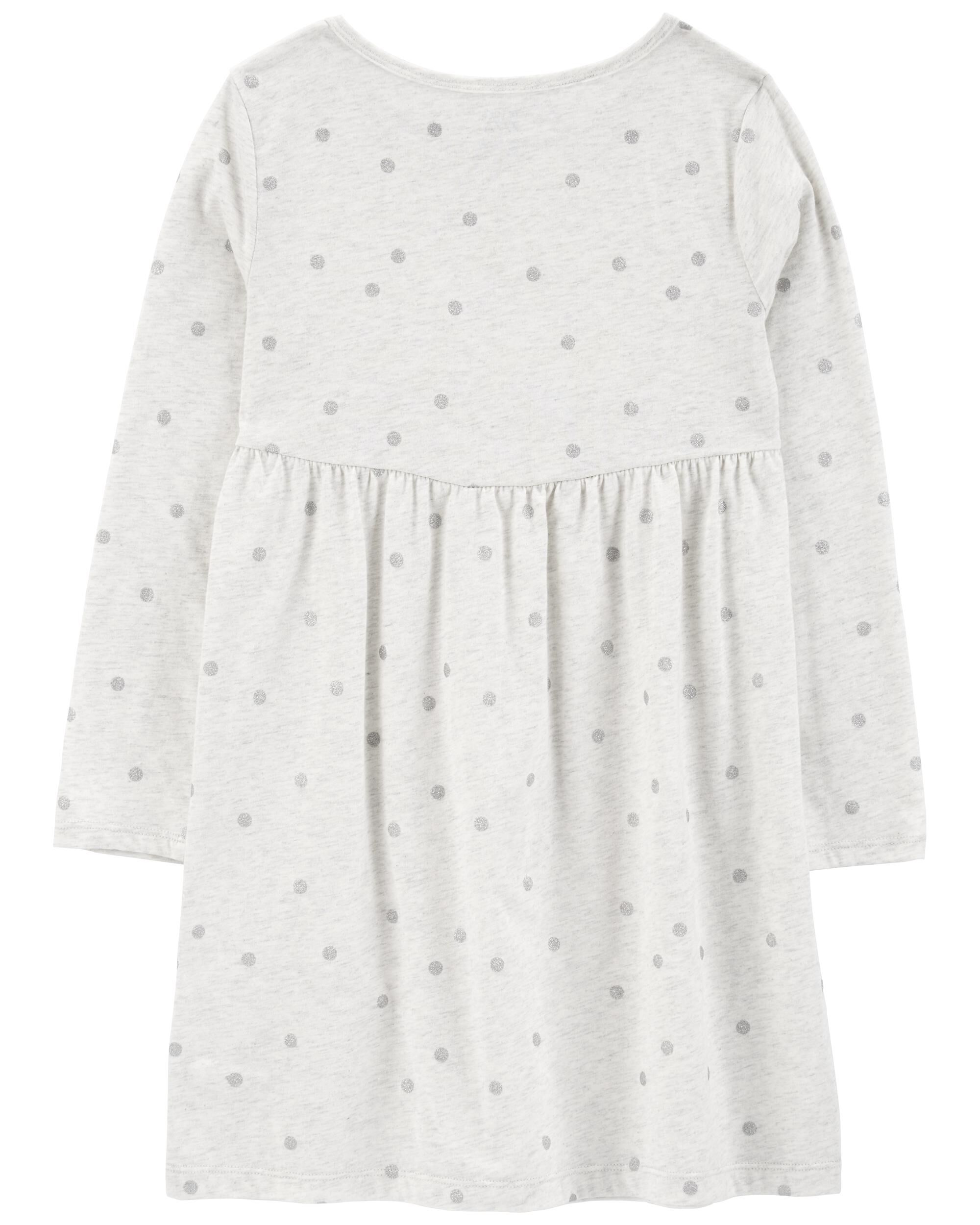 Kid Glitter Polka Dot Long-Sleeve Jersey Dress - Carter's