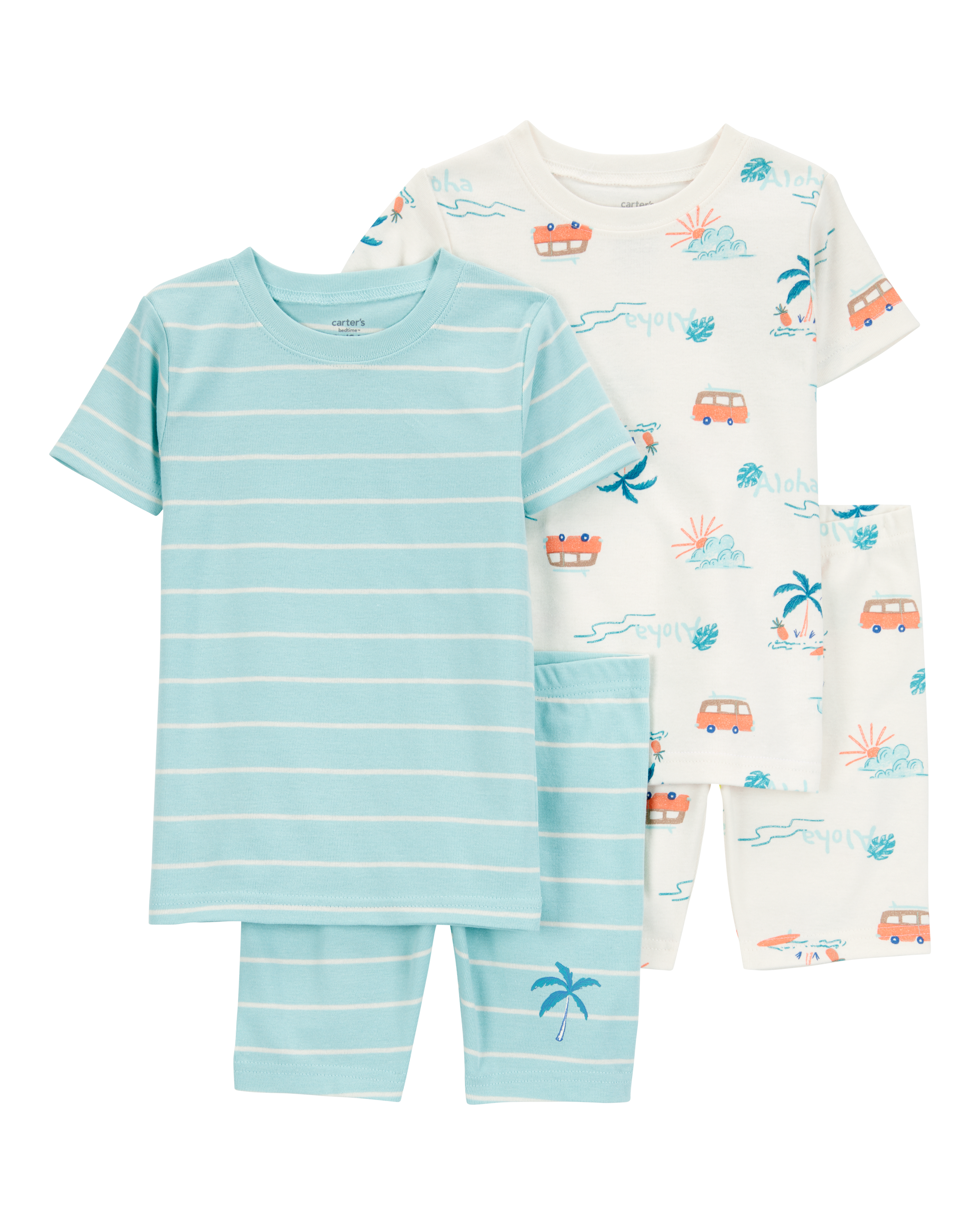 Toddler Palm Tree Print Snug Fit 4-Piece Pajamas