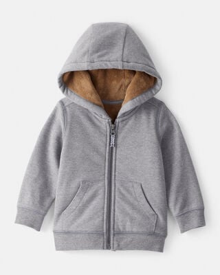 Baby Boy OshKosh Fleece  Logo Zip Jacket - Grey
