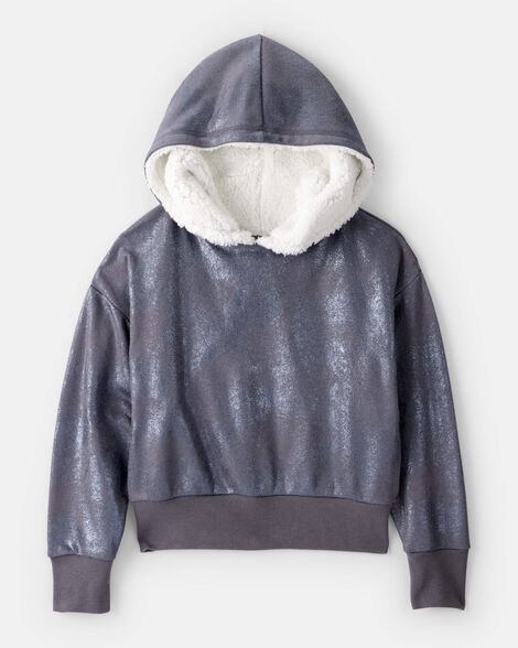 Girls DayDream Fleece Metallic Sherpa Hoodie - Grey